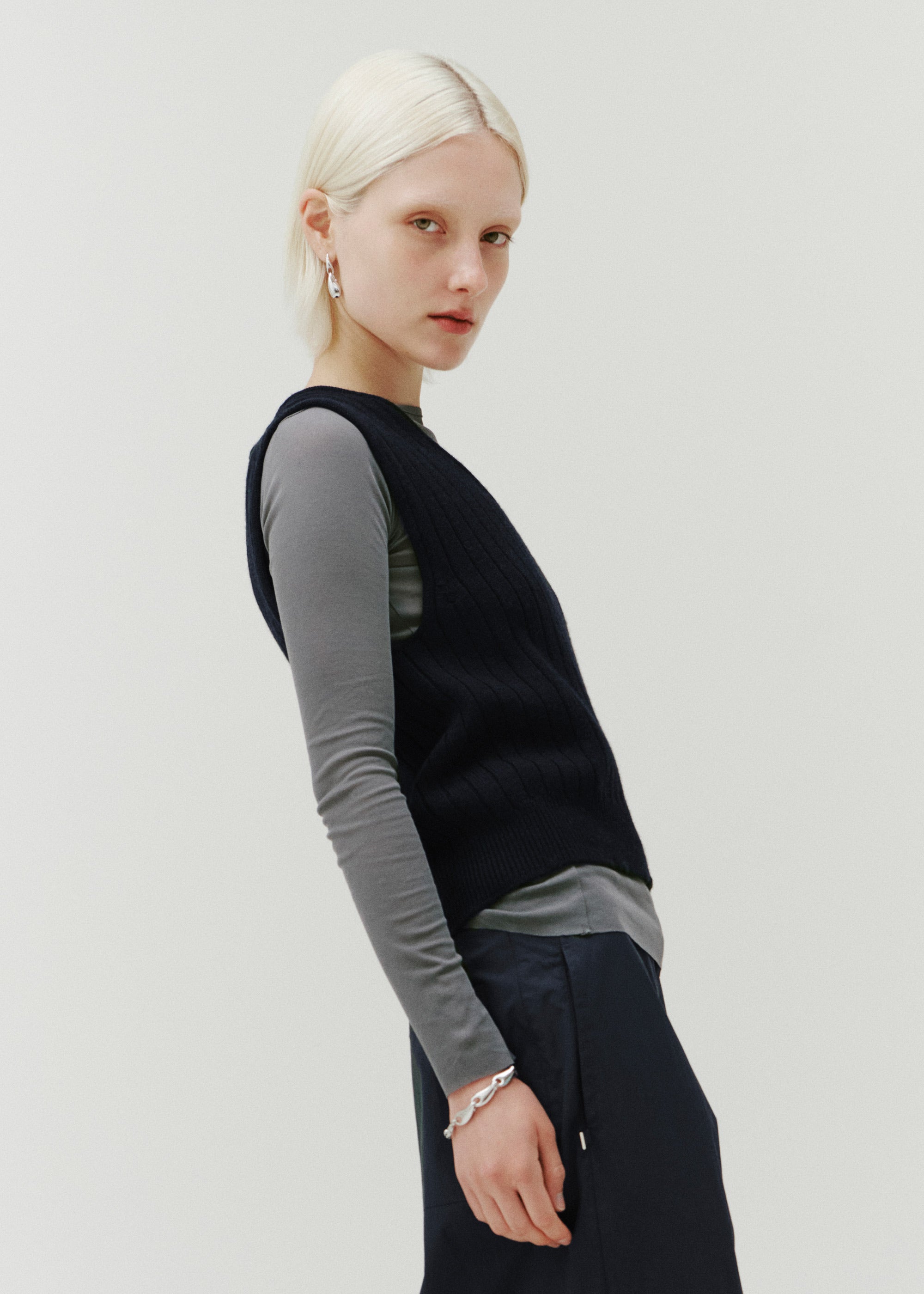 Echo Knitted Vest ~ Ink