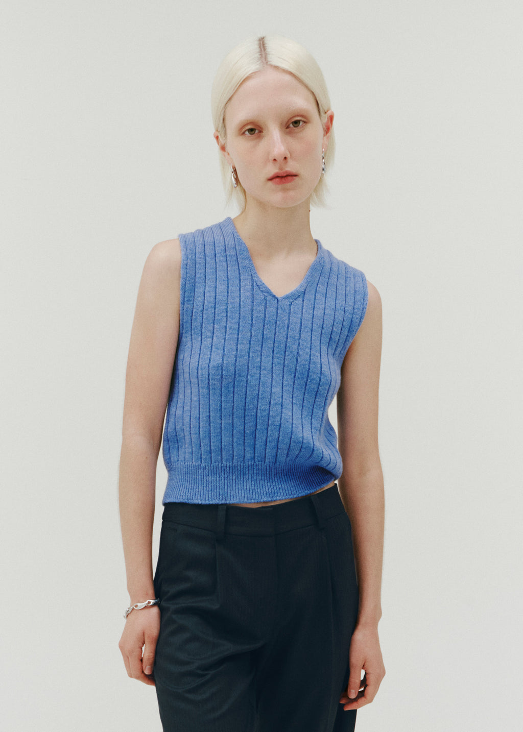 Echo Knitted Vest ~ Pure Blue