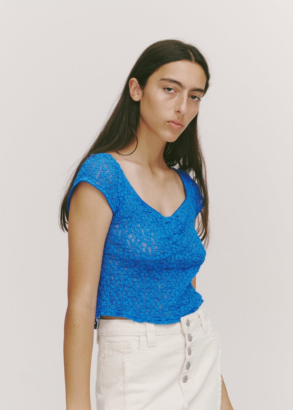 Impression Lace Tee ~ Deep Cyan