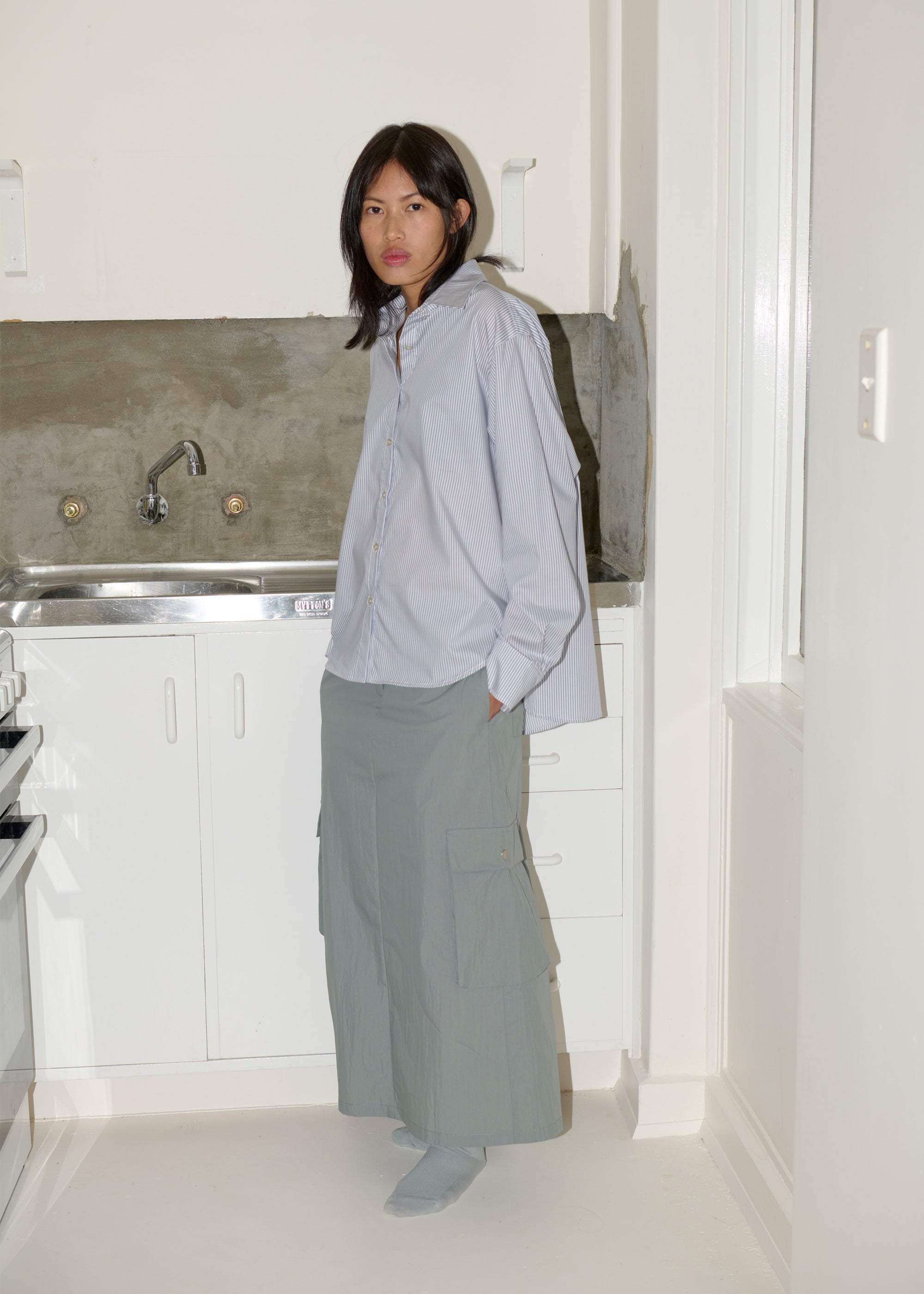 Identity Cargo Skirt ~ Washed Teal