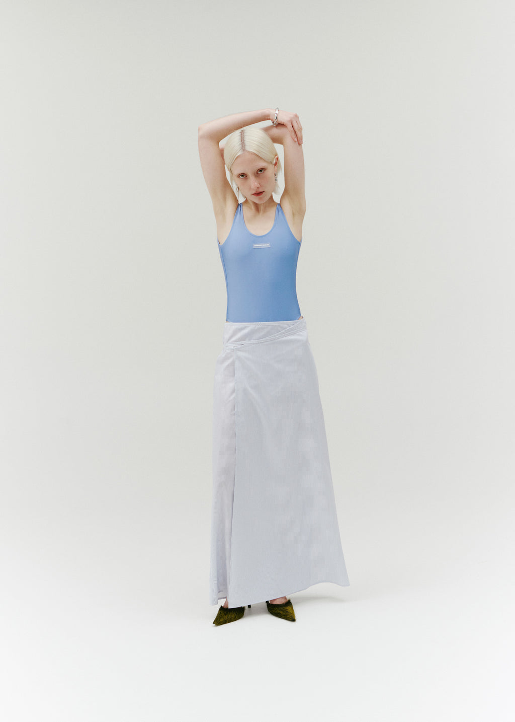 Technique Wrap Skirt ~ Clear Blue Stripe