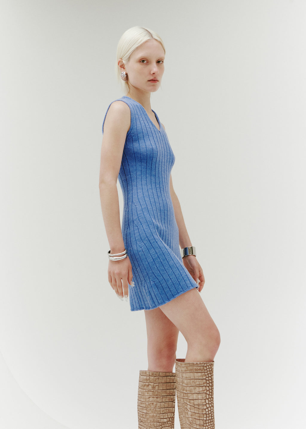 Echo Knitted Dress ~ Pure Blue
