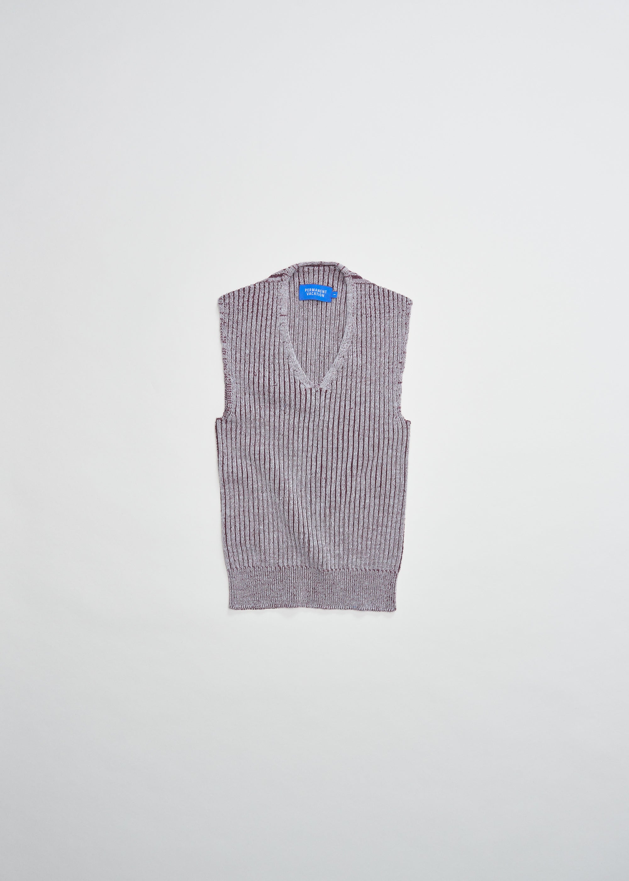 Hybrid Knitted Vest ~ Vapour/Garnet