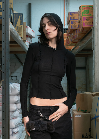 Segment Hooded Top ~ Black