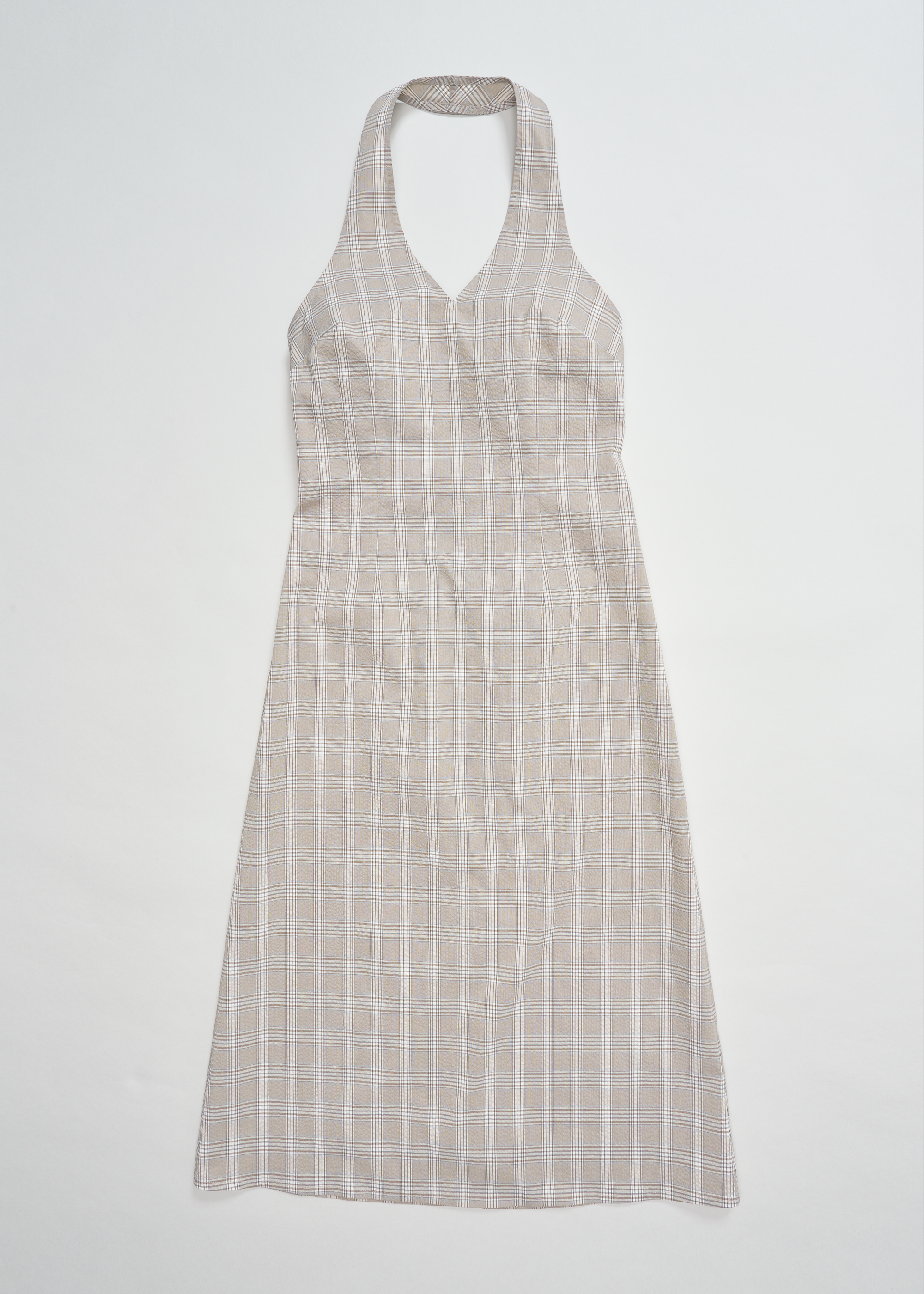 Subject Halter Dress ~ Beige Check