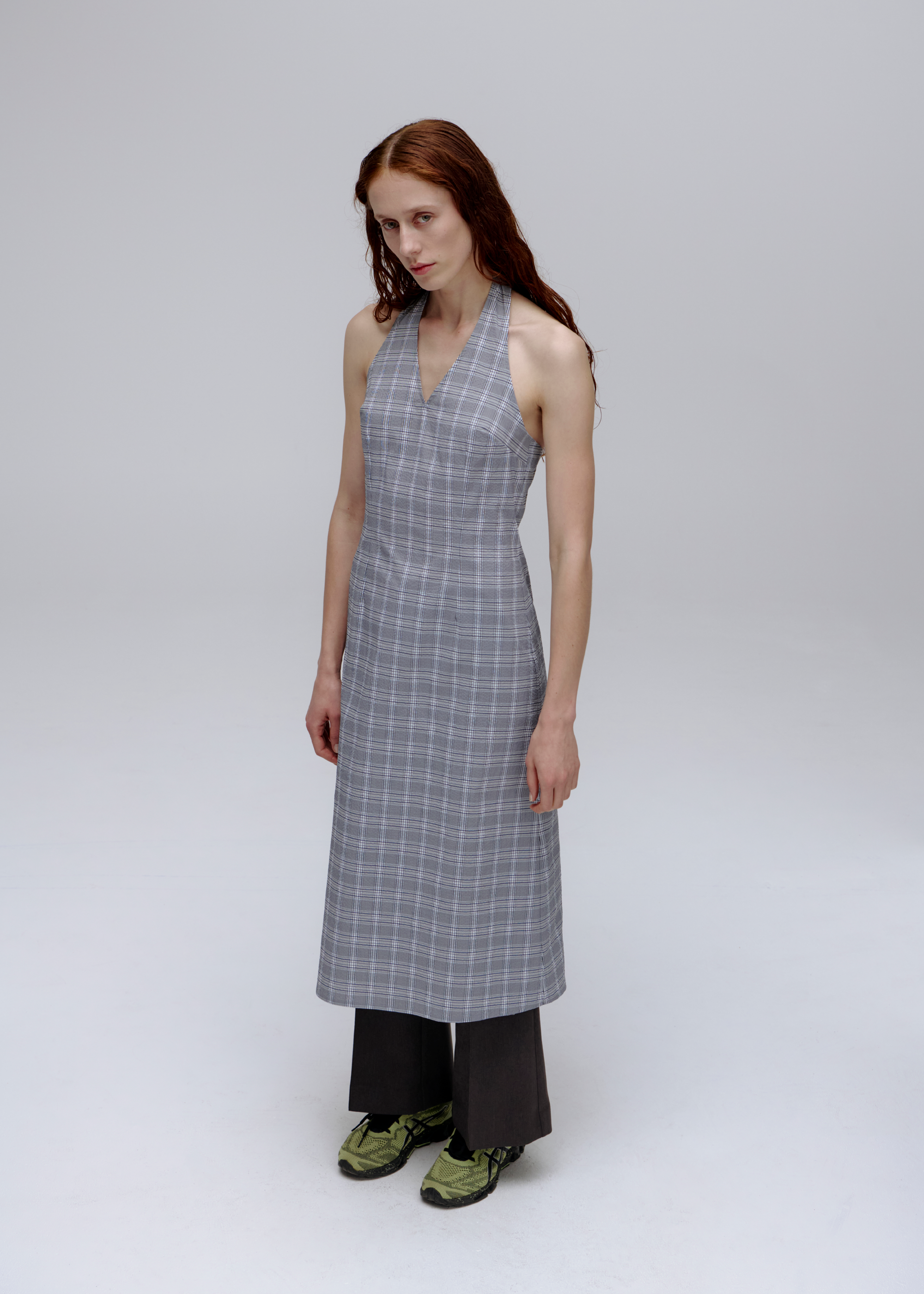 Subject Halter Dress ~ Petrol Check