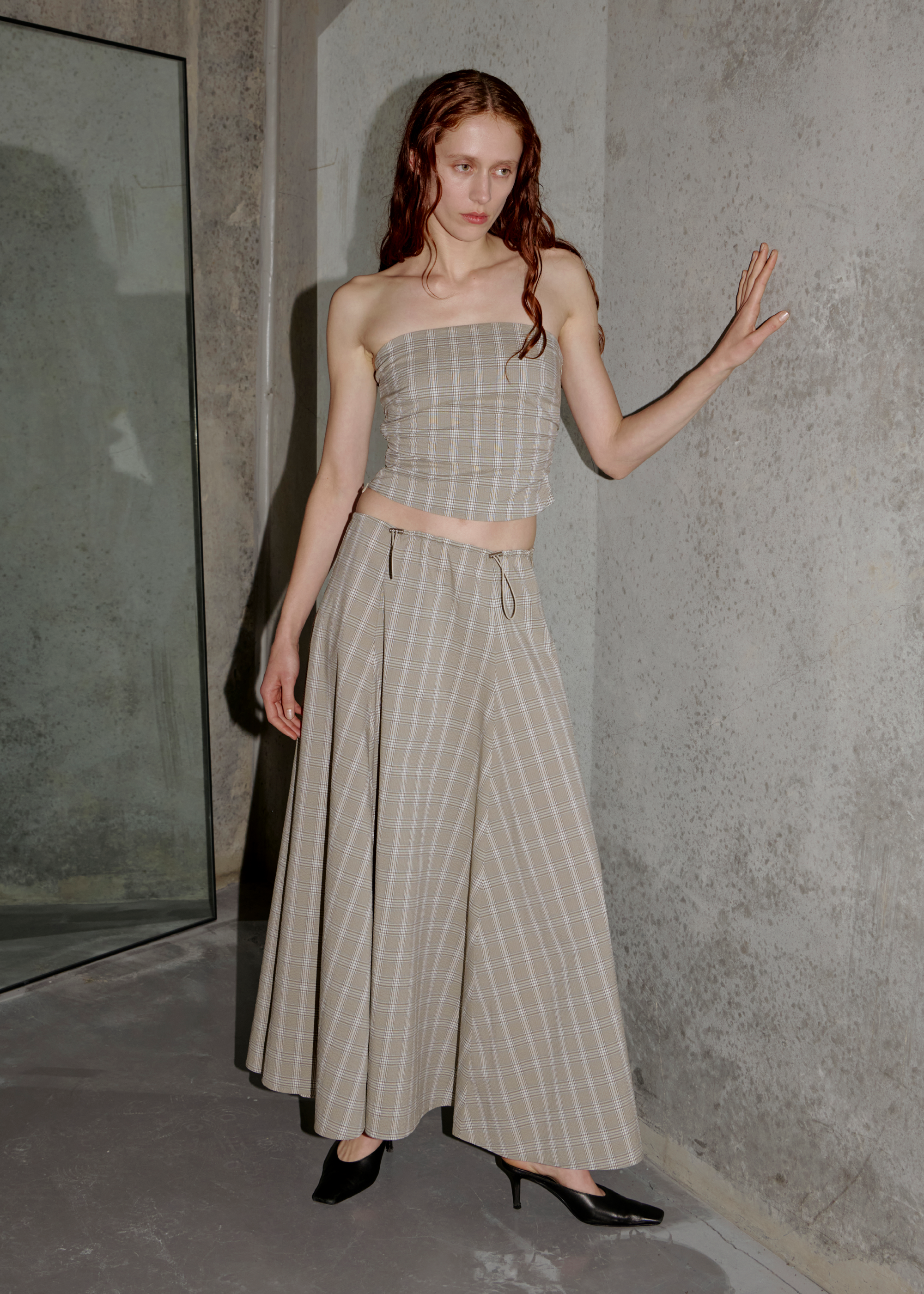 Subject Skirt ~ Beige Check