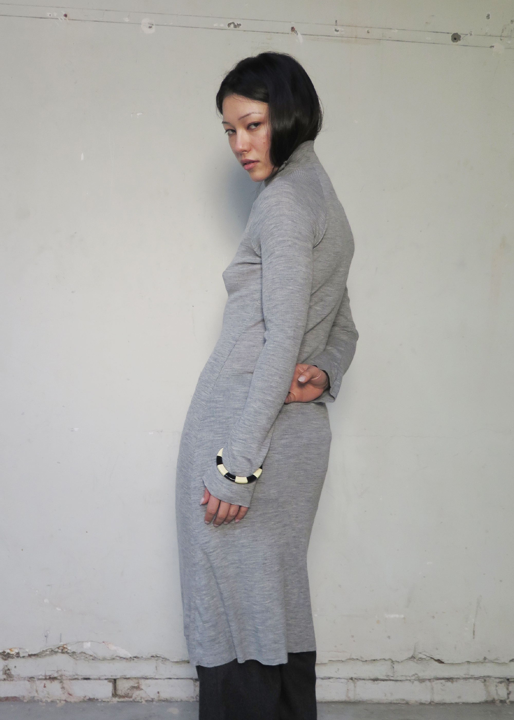 Dissolve Wool Dress ~ Grey Marle