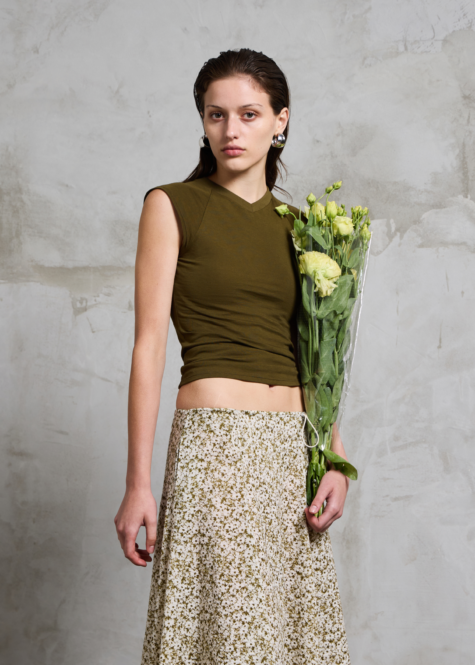 Beam V-Neck Tee ~ Seaweed