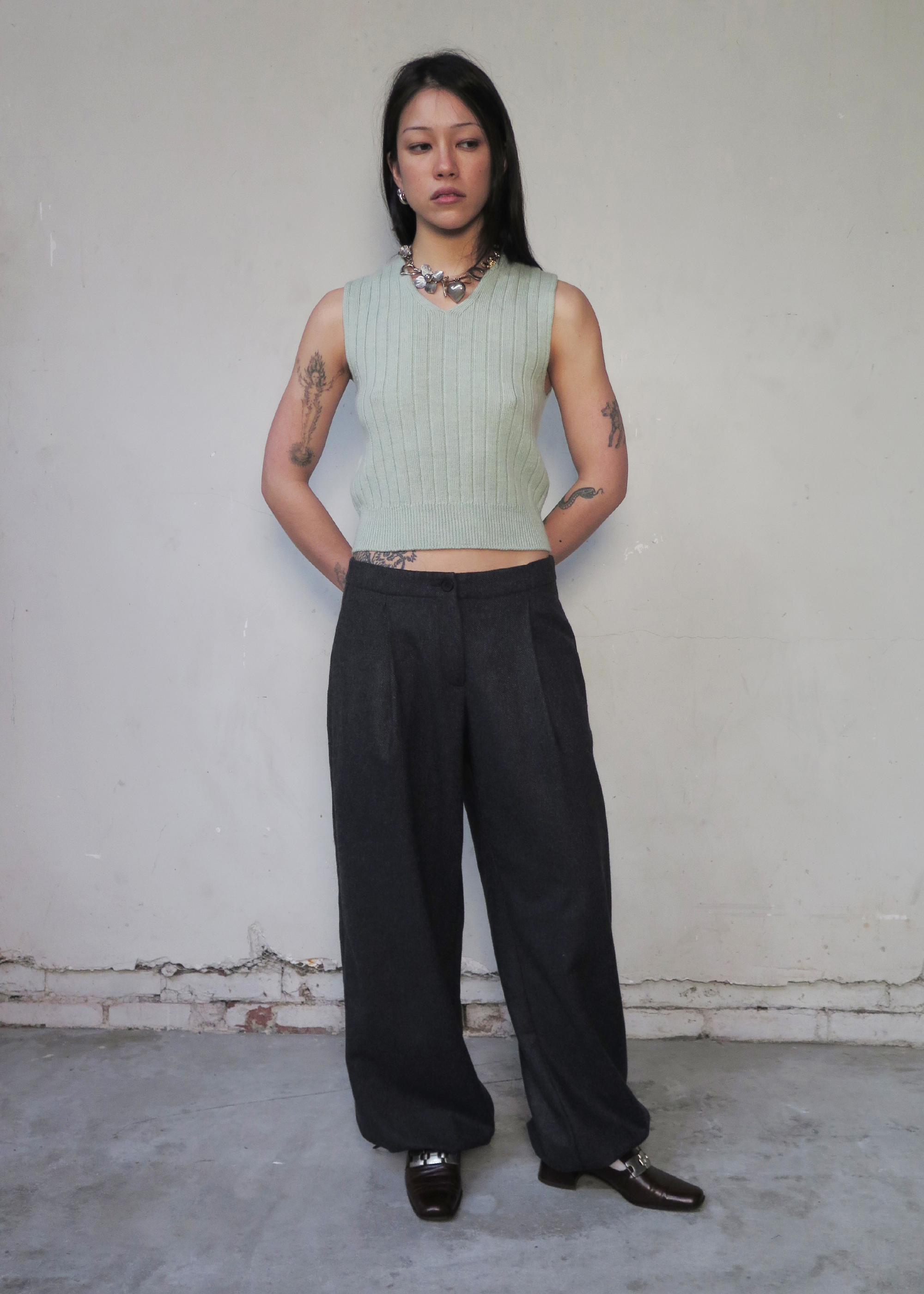 Cocoon Wool Pant ~ Charcoal