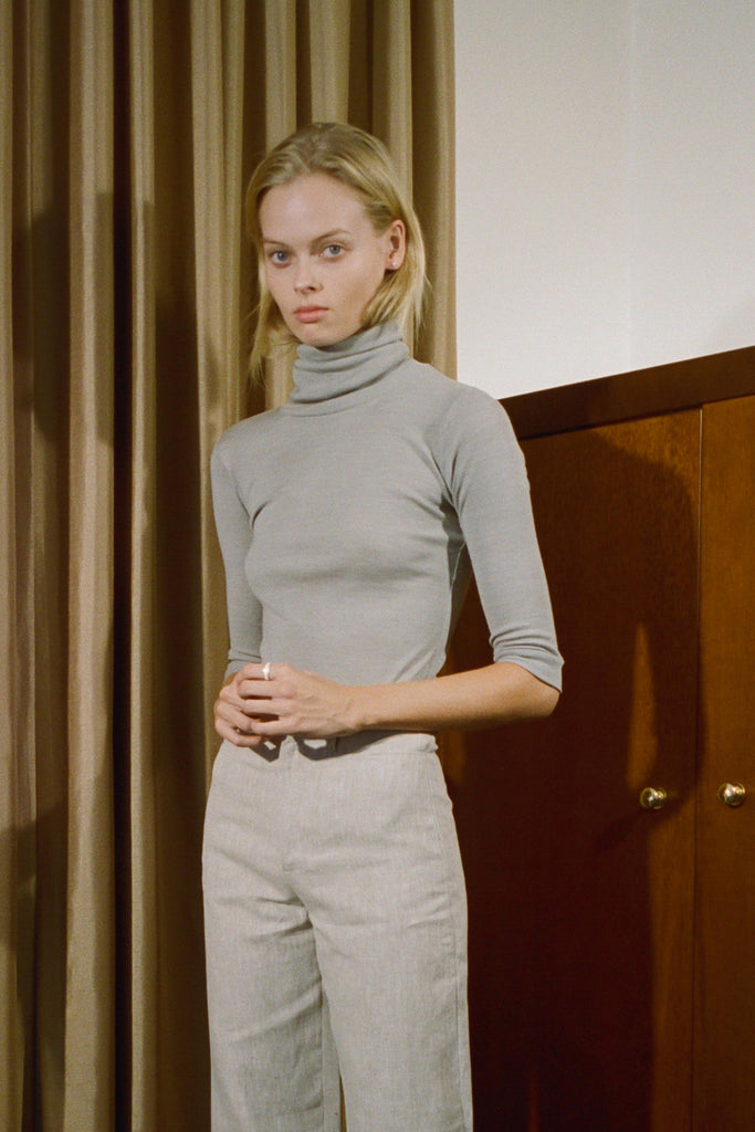 Merino 3/4 Sleeve Turtleneck ~ Oatmeal