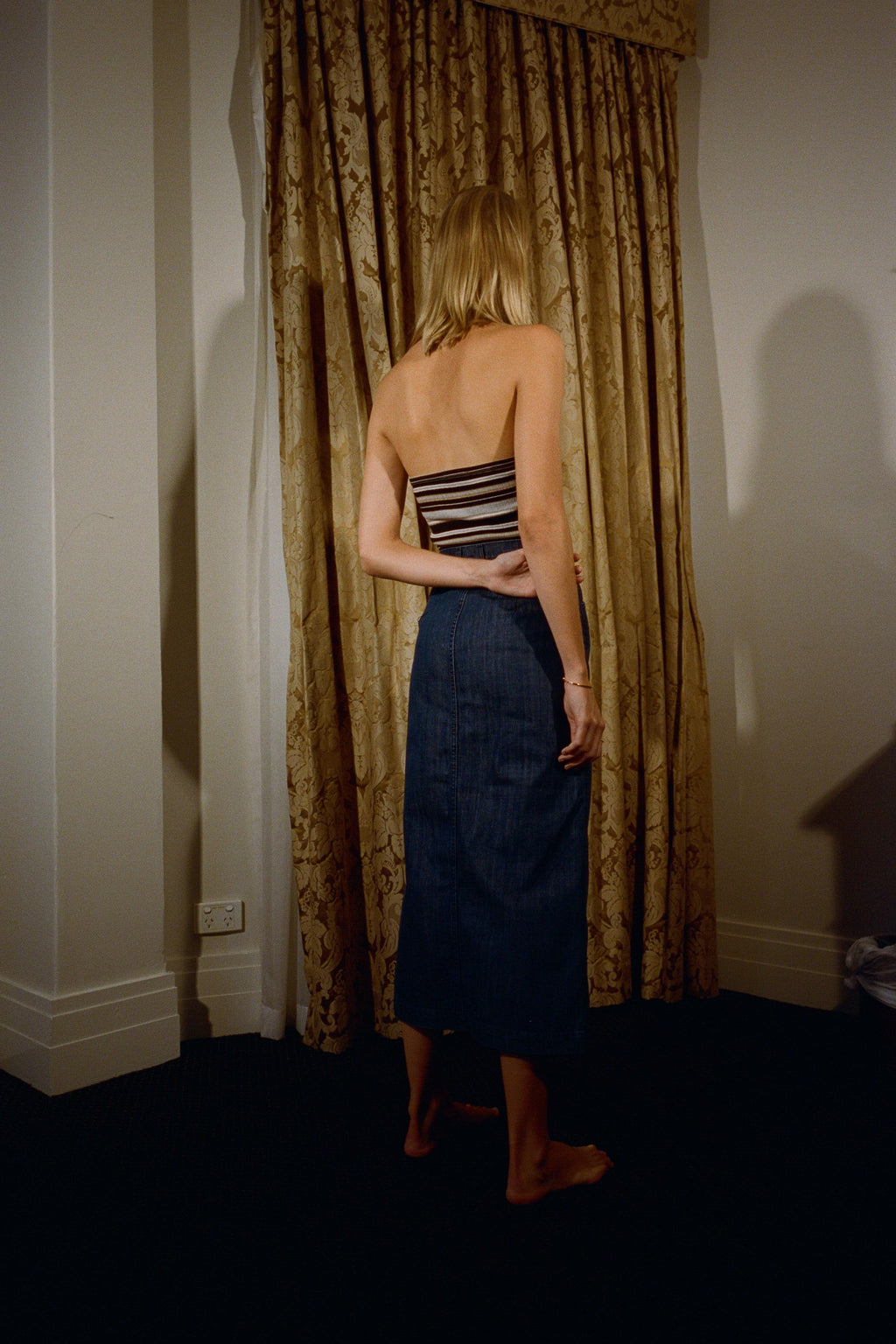 Button-Through Denim Skirt
