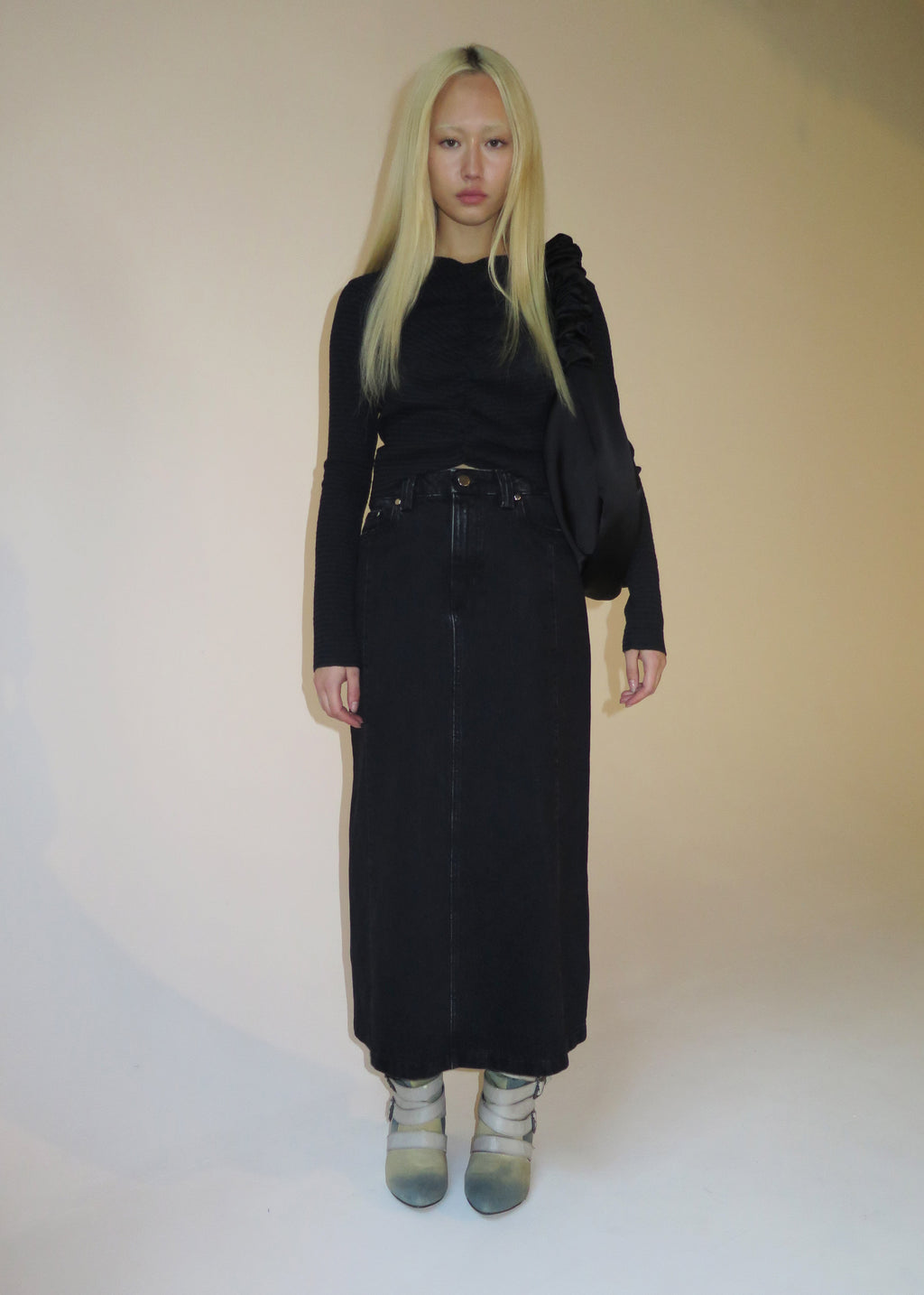 Homage Denim Skirt ~ Black