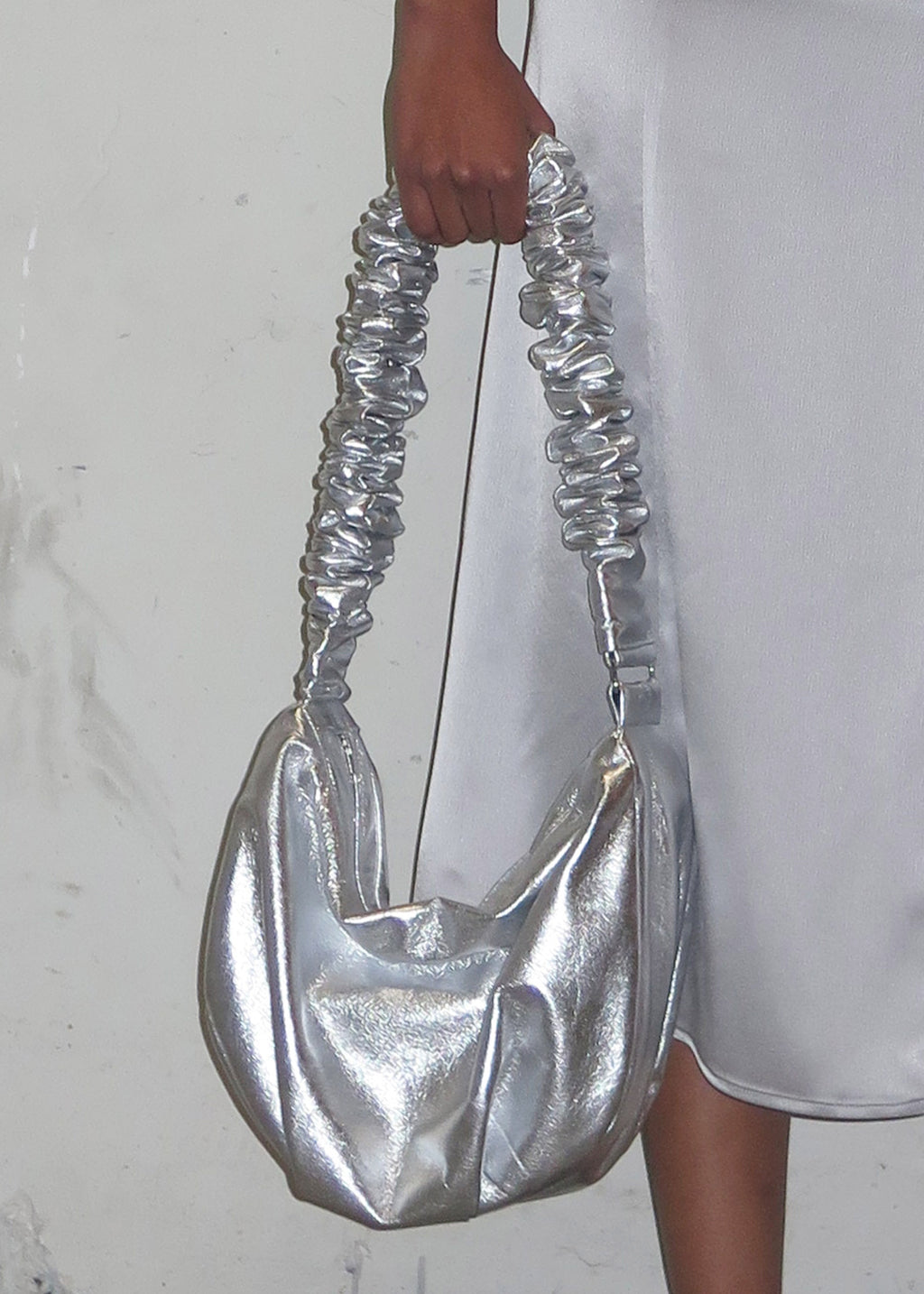 PV Scrunchie Bag ~ Silver Leather