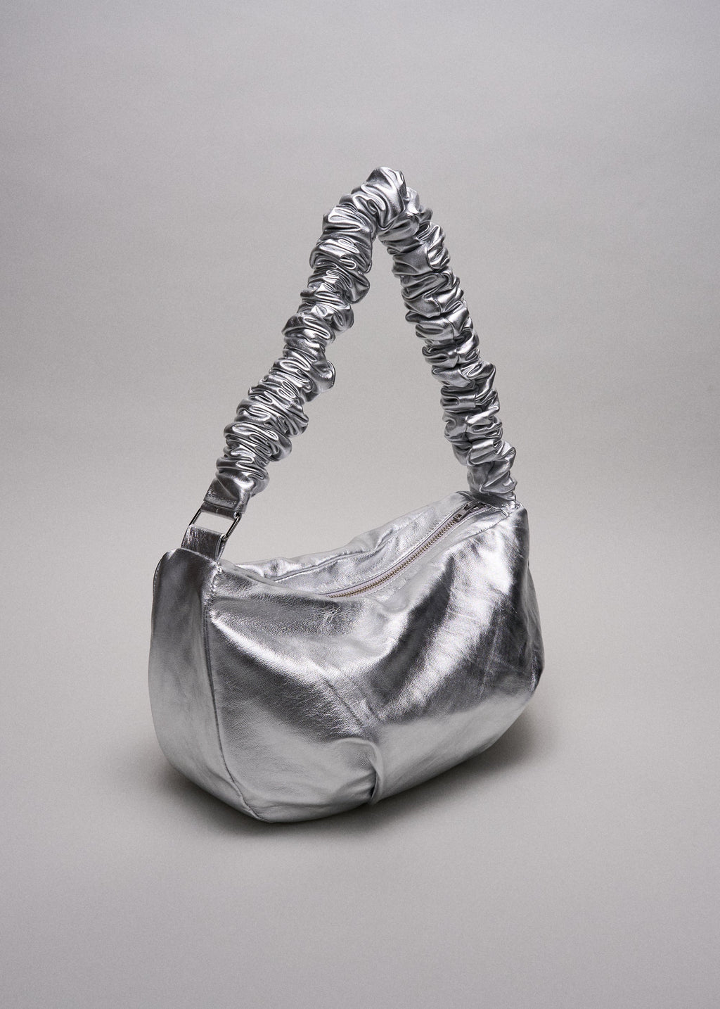 PV Scrunchie Bag ~ Silver Leather
