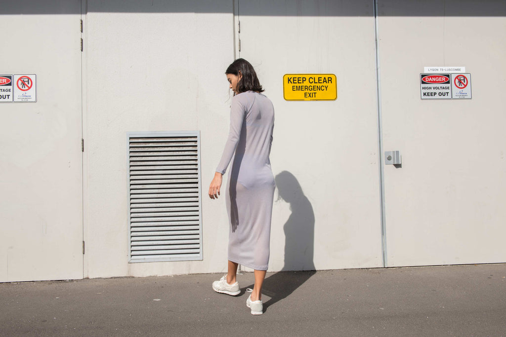 Sheer Knit Dress ~ Light Grey
